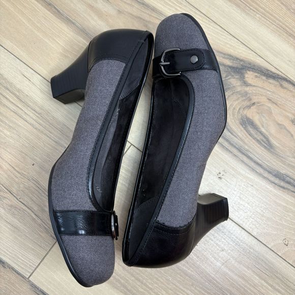 Aerosoles Super Cute Black and Gray Heels Pumps Size 9.5 With Cute Buckle Detail - Picture 6 of 9